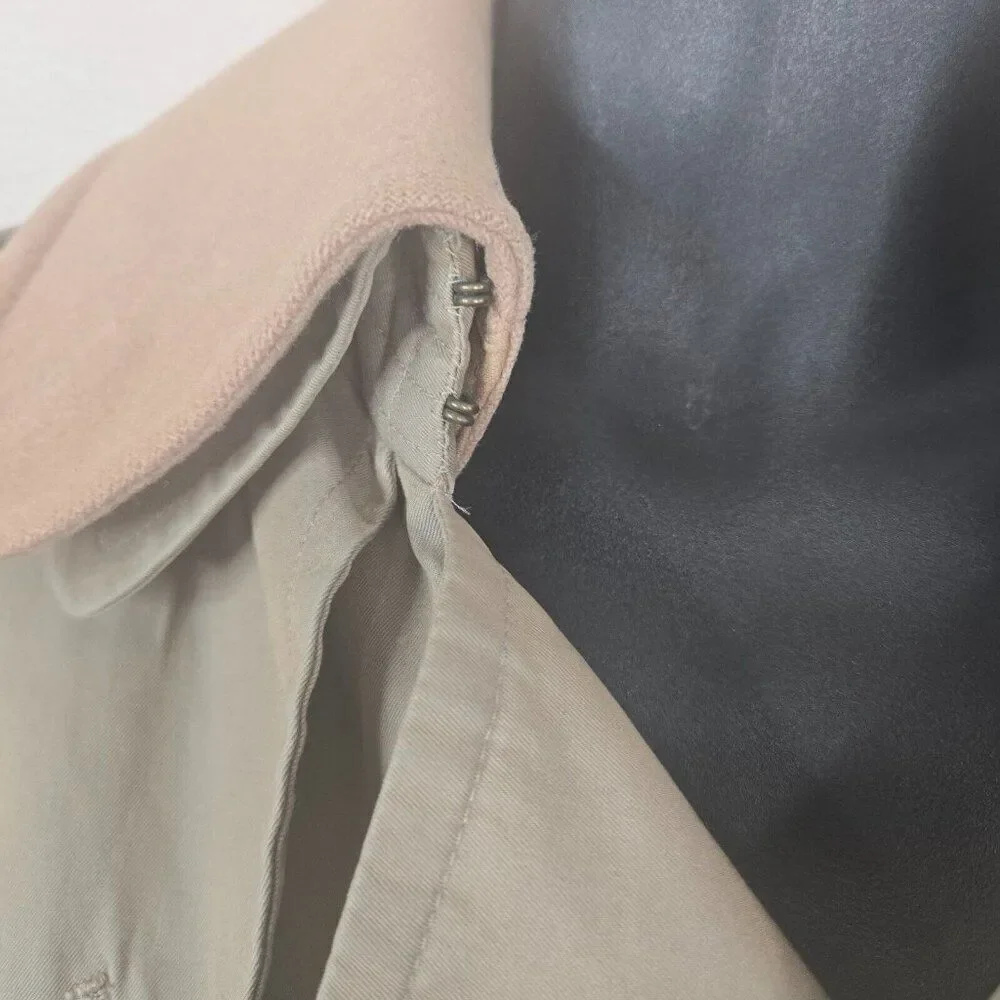 Burberrys Vintage Kensington Belted Trench Coat Womens 10 Khaki Nova Wool Lined - Picture 3 of 16